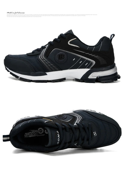 BONA Running Shoes Men Fashion Outdoor Light Breathable Sneakers Man Lace-Up Sports Walking Jogging Shoes Man Comfortable