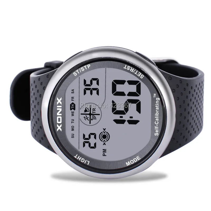 XONIX Mens Sports Watch Self Calibrating Digital Japan Mov't Waterproof 100m  Swim Diver Outdoor Wristwatch Big Numbers