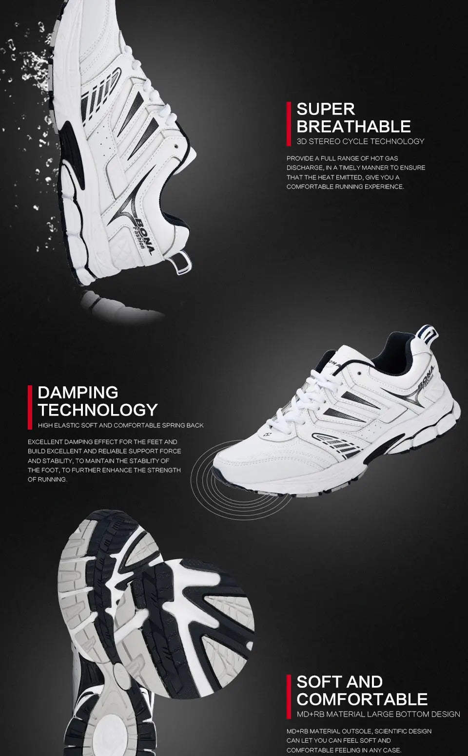 BONA  New Design Style Men Shoes Breathable Popular Men Running Shoes Outdoor Sneaker Sports Shoes Comfortable