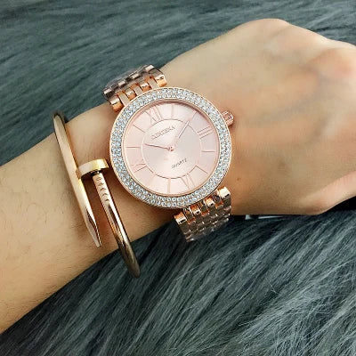 CONTENA Women's Watches Fashion Rhinestone Ladies Watch Top Brand Luxury Silver Watch Women Watches Full Steel Clock reloj mujer