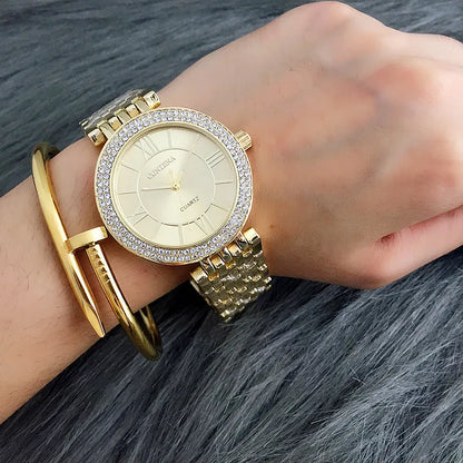 CONTENA Women's Watches Fashion Rhinestone Ladies Watch Top Brand Luxury Silver Watch Women Watches Full Steel Clock reloj mujer
