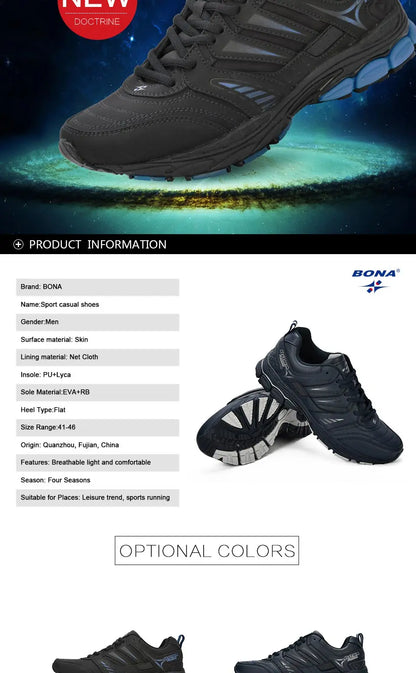 BONA  New Design Style Men Shoes Breathable Popular Men Running Shoes Outdoor Sneaker Sports Shoes Comfortable