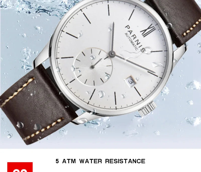Parnis Mechanical Watches Minimalist Watch for Men Wristwatch Luxury Waterproof Automatic hombre Relogio Masculino Calendar 2025