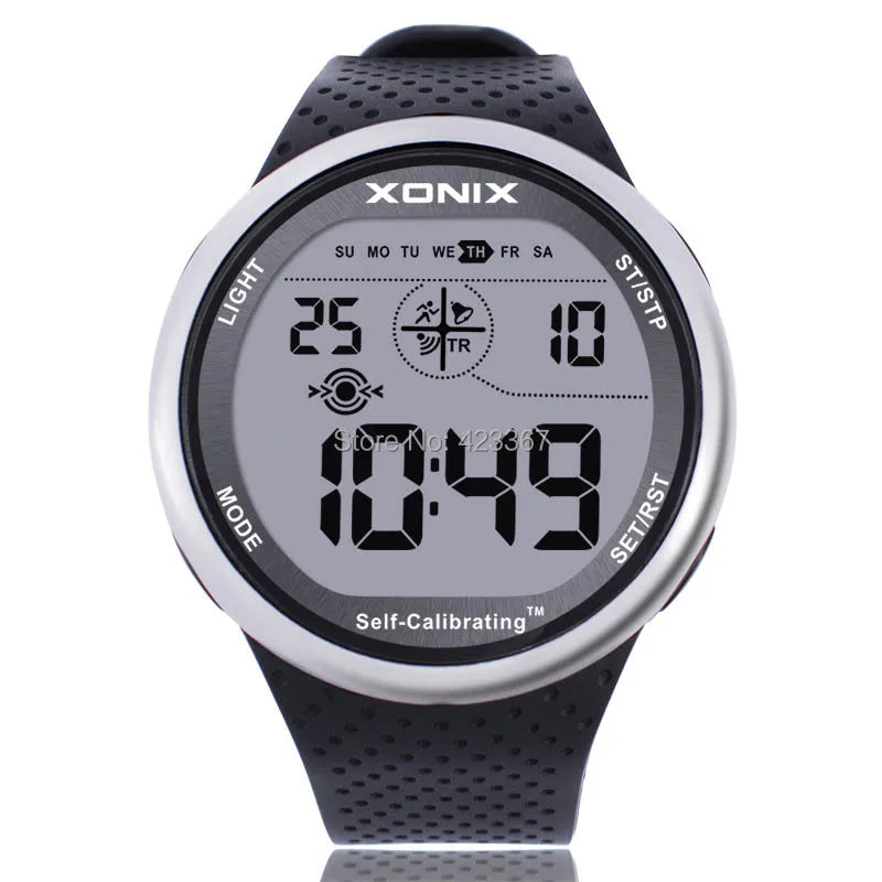 XONIX Mens Sports Watch Self Calibrating Digital Japan Mov't Waterproof 100m  Swim Diver Outdoor Wristwatch Big Numbers