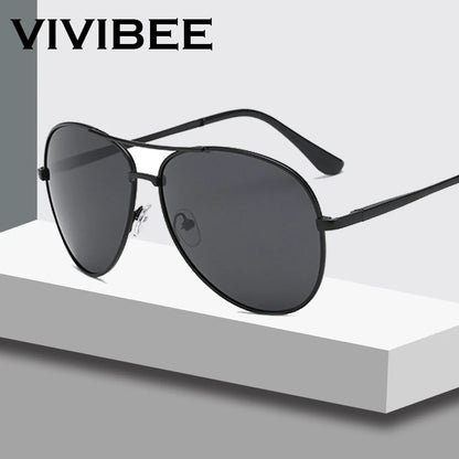 VIVIBEE Classic Men Aviation Polarized Metal Frame Sunglasses Black Women Pilot Style UV400 Sun Glasses 2026 Shades