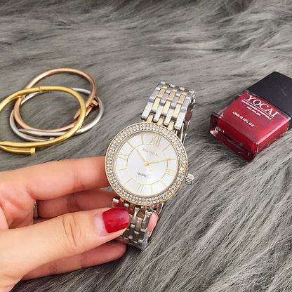 CONTENA Women's Watches Fashion Rhinestone Ladies Watch Top Brand Luxury Silver Watch Women Watches Full Steel Clock reloj mujer