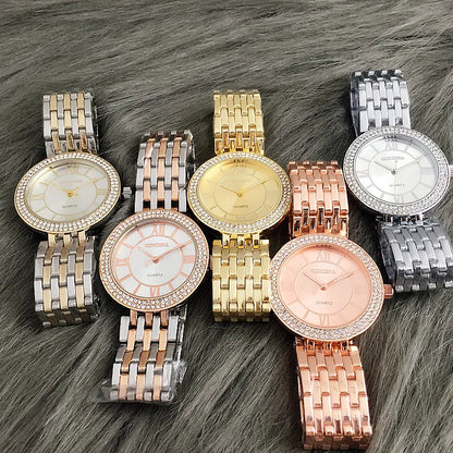 CONTENA Women's Watches Fashion Rhinestone Ladies Watch Top Brand Luxury Silver Watch Women Watches Full Steel Clock reloj mujer