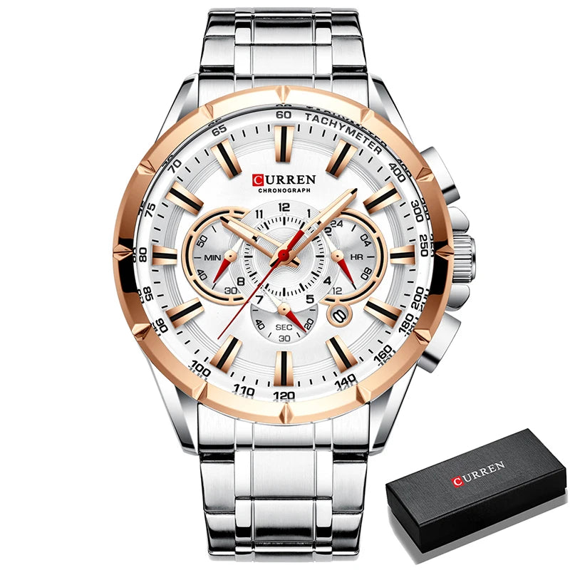 Relogio Masculino CURREN Business Men Watch Luxury Brand Stainless Steel Wrist Watch Chronograph Army Military Quartz Watches