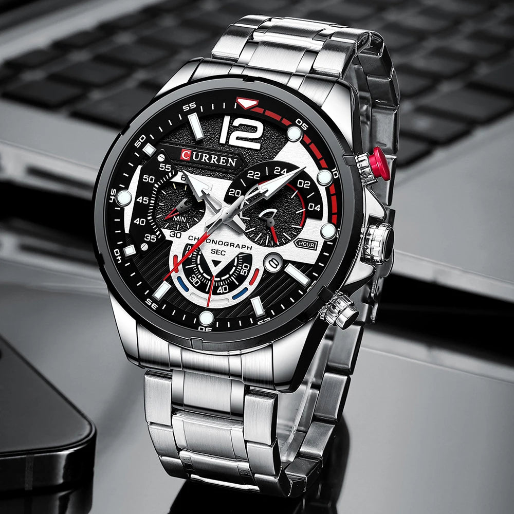 CURREN Men’s Luxury Quartz Chronograph Watch  Sport Design, Waterproof & Date Display