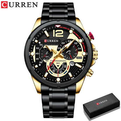 CURREN Casual Business Chronograph Waterproof Stainless Steel Watch Mens New Luxury Fashion Quartz Men wristwatch  часы мужские