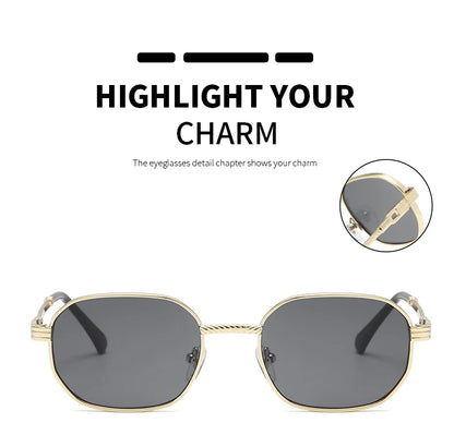 1/3pcs Fashion Rectangle Sunglasses Women UV400 Thread Design Metal Frame Sun Glasses Trendy Punk Style Black Gold Shade Unisex