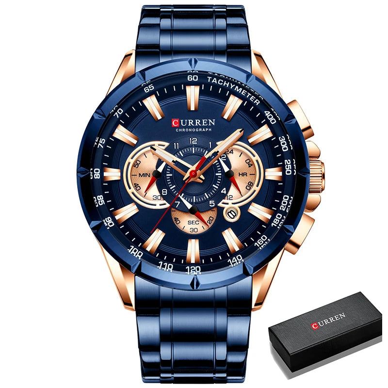 Relogio Masculino CURREN Business Men Watch Luxury Brand Stainless Steel Wrist Watch Chronograph Army Military Quartz Watches