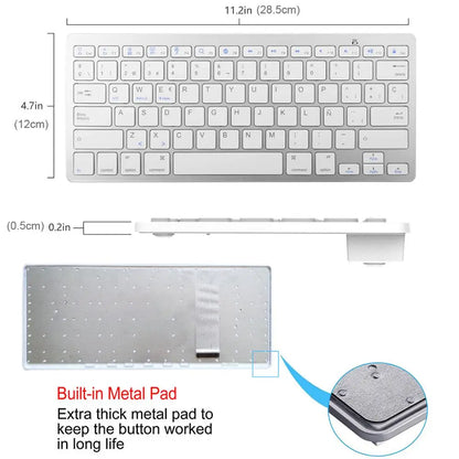 Portable Spanish Bluetooth Keyboard Light Slim Wireless Keyboard for Mac iPad iPhone iOS Android Windows Smart TV