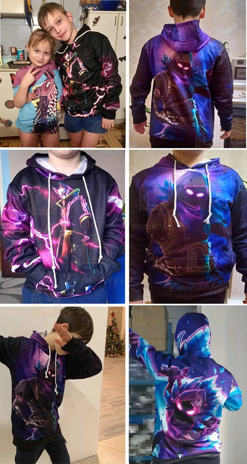 Fortnite Season 2 Boys and Kids Hoodies Cartoon Casual Sweatshirts Battle Game Heroes Print Polyester Autumn Girls Pullovers