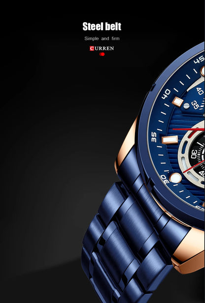 CURREN Casual Business Chronograph Waterproof Stainless Steel Watch Mens New Luxury Fashion Quartz Men wristwatch  часы мужские