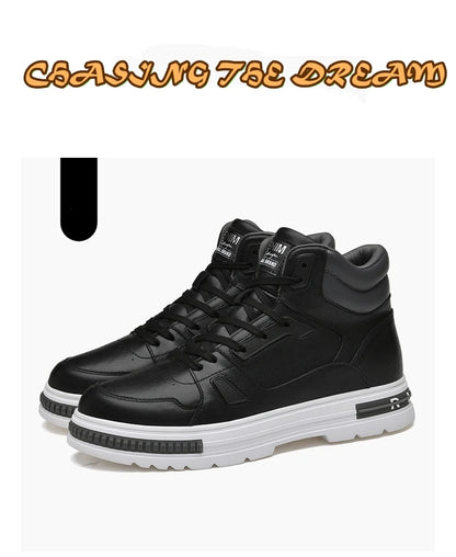 FUQIAO New High Top Elevator Shoes Casual Men Sneakers Heightening Height Increase 8cm Cow Split Leather Leisure Designer Shoes