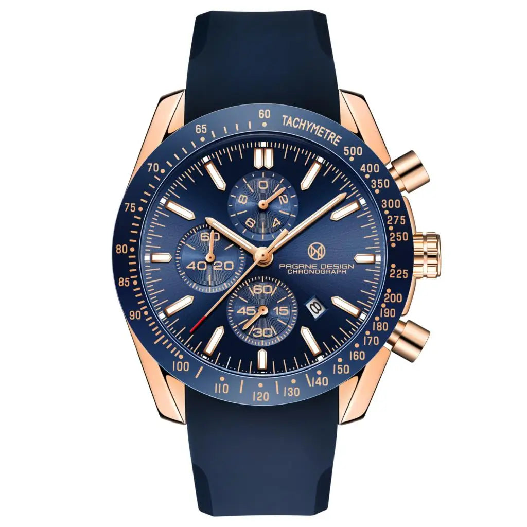 PAGANI DESIGN New 45mm Men Quartz Watch Rubber Belt Men's Luxury Watch Fashion Casual Sports Male Clock Relogio Maasculino
