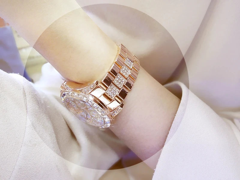 Women Watches Quartz Diamond Luxury Watch Fashion Top Brand Wristwatch Fashion Watch Ladies Crystal Jewelry Rose Gold Watch