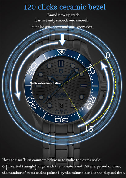 Novo 2022 PAGANI DESIGN 1685 Relógio de Homem Mecânico Automático Japan NH35A 20Bar Relógio de Mergulho
