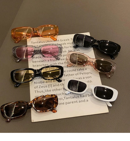 Classic White Rectangular Women's Sunglasses New Fashion Small Retro Brand Designer Square Sun Glasses Female Lady Eyeglass