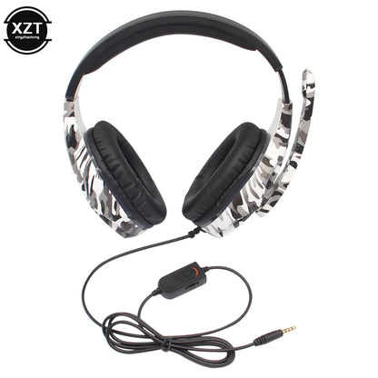 Camouflage Gaming Headset 3.5mm AUX Jack Wired Headphones Gamer Cool Game Headphone With Microphone For PS4 Xbox One PC Phone
