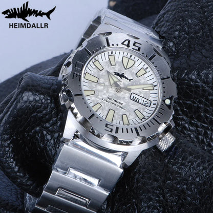 Relógio de mergulho masculino Heimdallr Sharkey Monster V2 em aço inoxidável 316L, movimento Japan NH36A, 200M à prova de água, relógios mecânicos para homem
