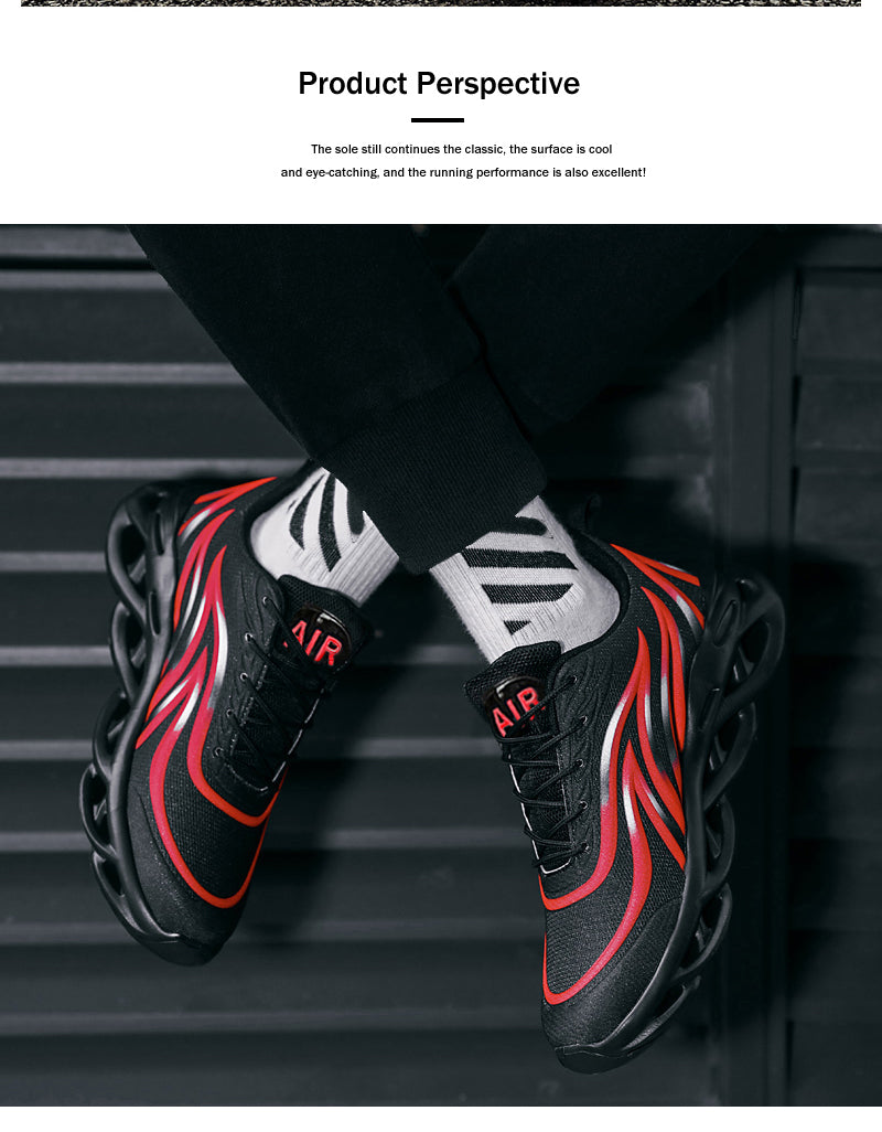 Baskets imprimées « Flame » pour homme, chaussures de sport Flying Weave, chaussures de course confortables, chaussures de sport pour homme pour l'extérieur