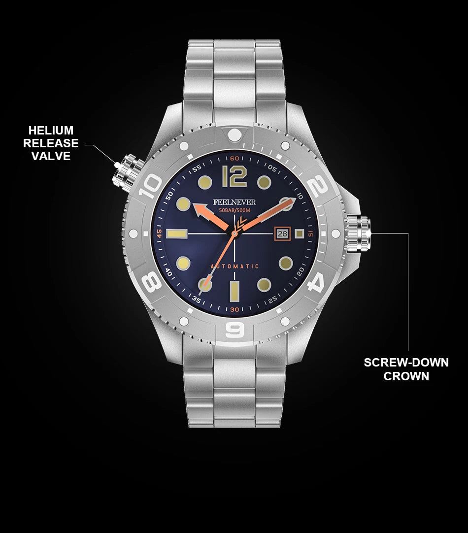 FeelNever Top Brand Luxury Mechanical Watch Profession Casual Sport Stainless Steel Automatic Men's Watches Fashion Wristwatches