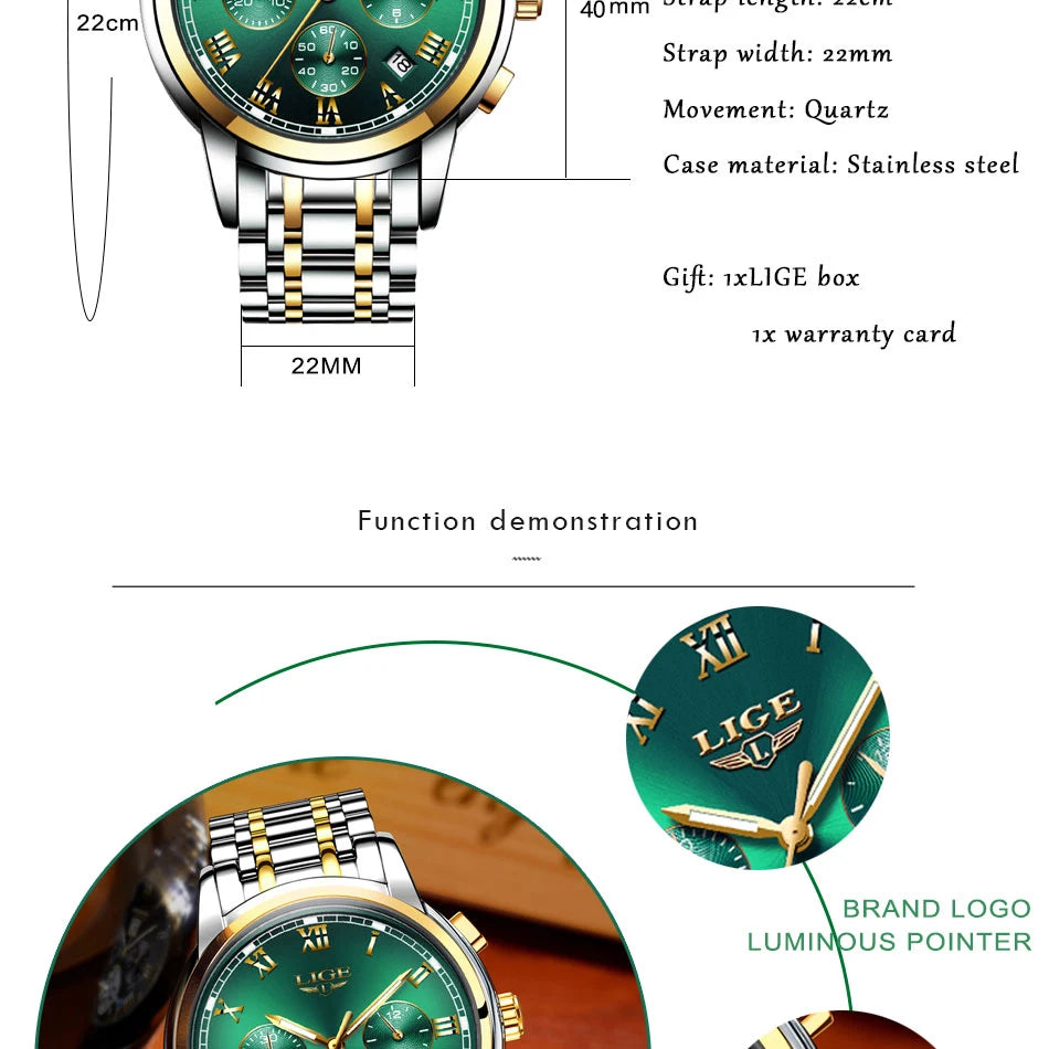 LIGE New Fashion Luxury Women Watch Waterproof Quartz Ladies Watches Business Steel Band Casual Bracelet Date Clock Wristwatches