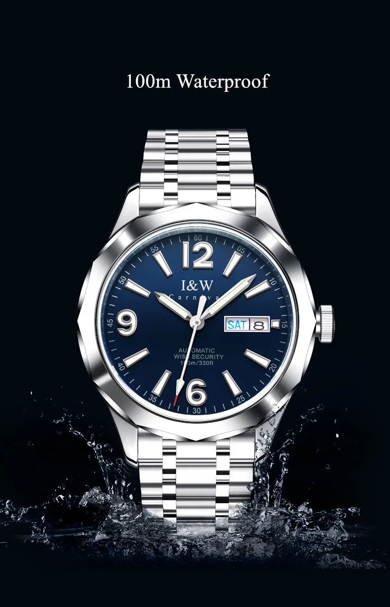 Relógio CARNIVAL para homem em tungsténio, marca de luxo, movimento automático NH36, relógio mecânico de pulso para homem, resistente à água, Montre Homme