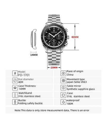 PAGANI DESIGN 2026 New CK2988 Moon Watches Retro Top Luxury Quartz Watch For Men Sapphire glass Speed Chronograph Wristwatch Men