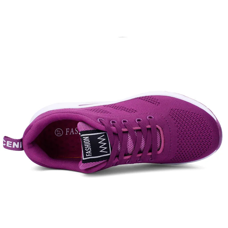 Fashion Women Lightweight Sneakers Running Shoes Outdoor Sports Shoes Breathable Mesh Comfort Running Shoes Air Cushion Lace Up