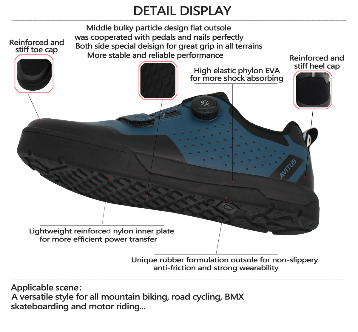 AVITUS Zapatillas MTB Shoes Flat Pedals Rubber Sole FreeRide Mountain Bicyle Downhill Enduro Dual Slalom Men Cycling Shoes