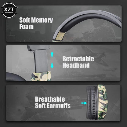 Camouflage Gaming Headset 3.5mm AUX Jack Wired Headphones Gamer Cool Game Headphone With Microphone For PS4 Xbox One PC Phone
