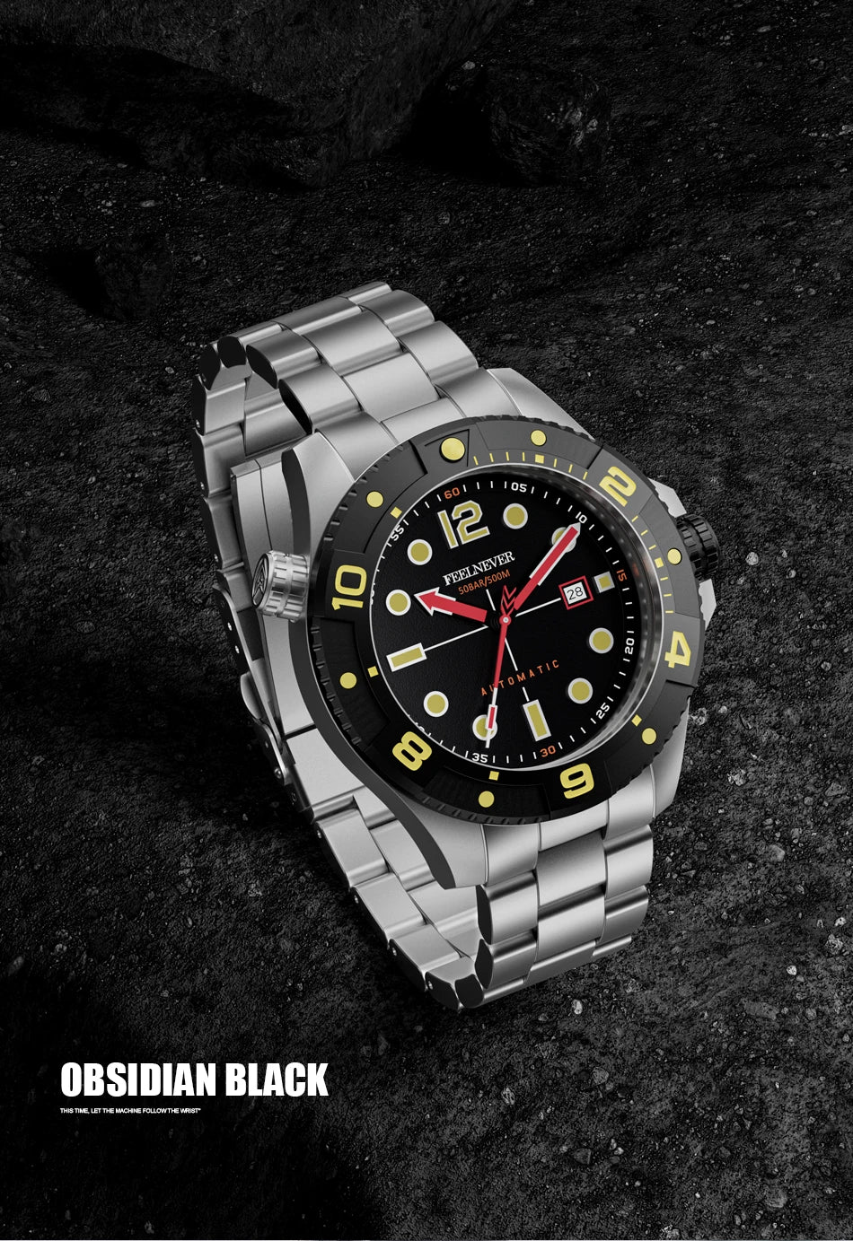 FeelNever Top Brand Luxury Mechanical Watch Profession Casual Sport Stainless Steel Automatic Men's Watches Fashion Wristwatches