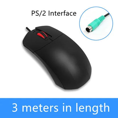 Rato com fios USB PS/2 ultra-longo LINDO ZONE para computador de secretária, cabo de 2M/3M 200CM/300CM, rato com fios prolongado para portátil