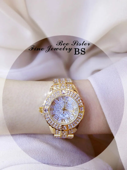 Women Watches Diamond Gold Watch Ladies Wrist Watches Luxury Brand Rhinestone Women's Bracelet Watches Female Relogio Feminino