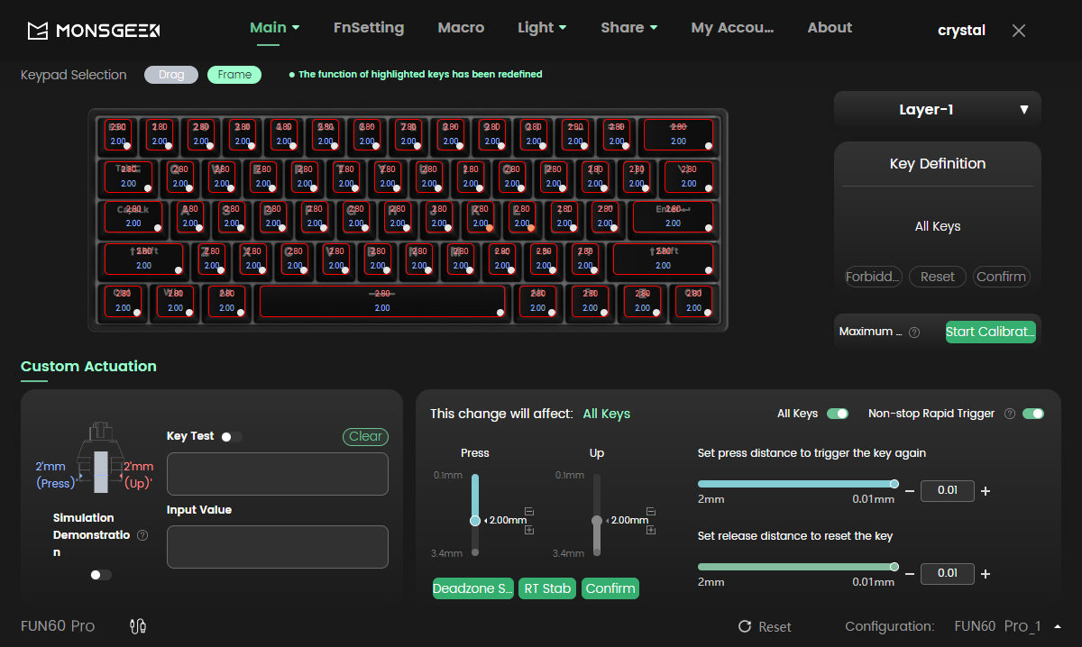 Akko MonsGeek FUN60 mechanische Tastatur mit Magnetschaltern, 60% Gaming-Tastatur, Rapid Trigger 0.01mm, 8K, ARGB, HE/TMR, Custom Keyboard