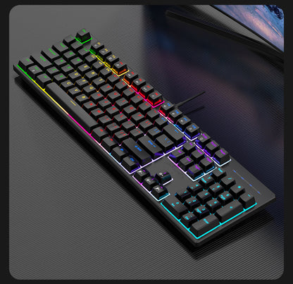 KEBIDUMEI RGB Mechanical Keyboard USB Wired Gaming Keyboard 104 Keys Hot Swappable Ergonomic Keyboard Computer Accessories For PC