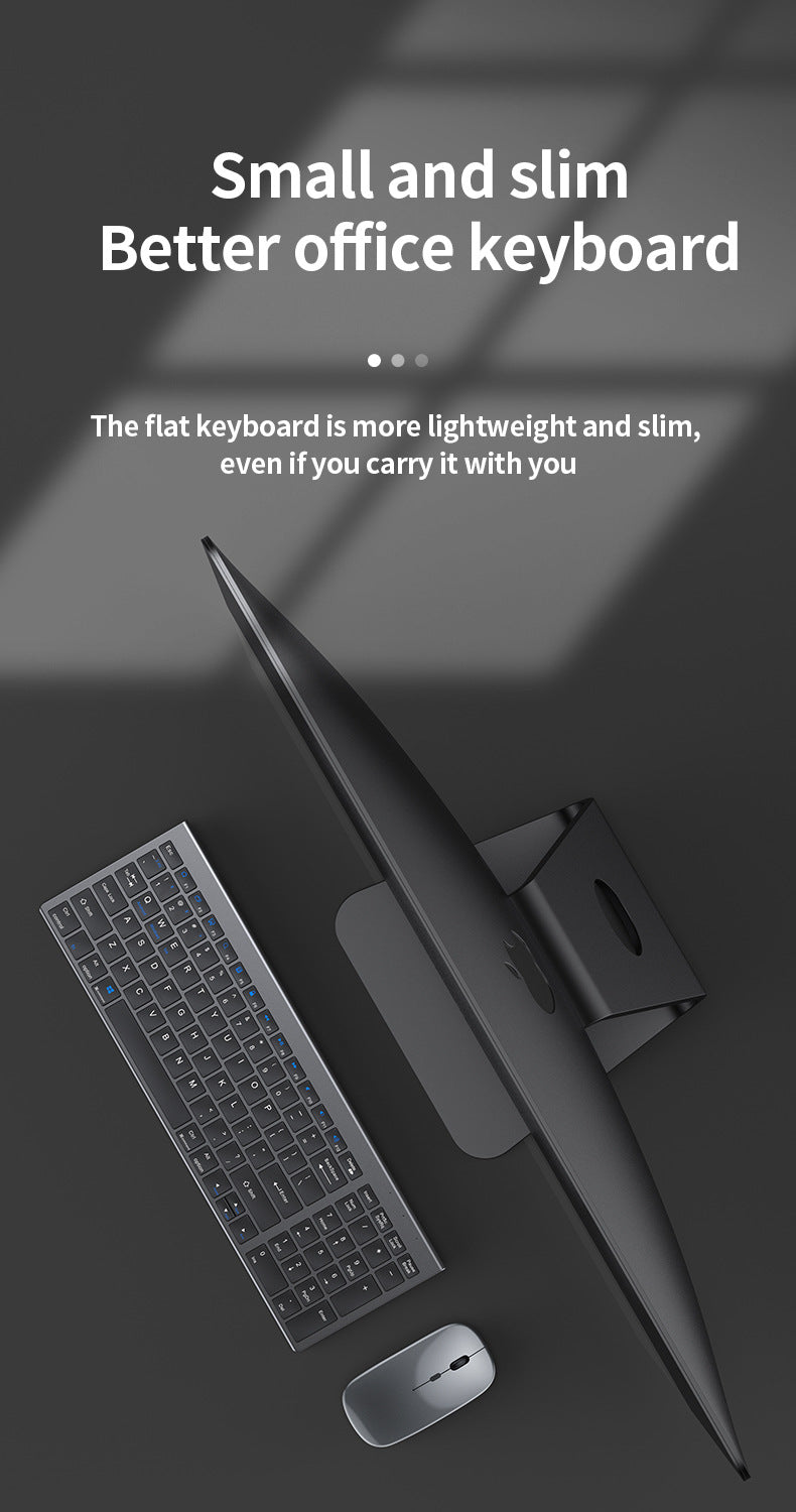 Teclado Sem Fios Bluetooth 5.0&3.0&2.4G FN+1/2/3 Dual-Mode 350mAh Ultra Fino para Portátil, PC, TV, iPad, Macbook e Android