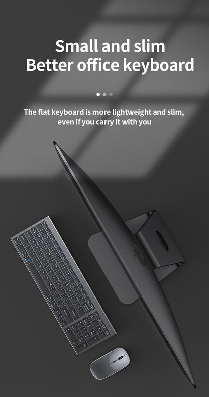 Teclado Sem Fios Bluetooth 5.0&3.0&2.4G FN+1/2/3 Dual-Mode 350mAh Ultra Fino para Portátil, PC, TV, iPad, Macbook e Android