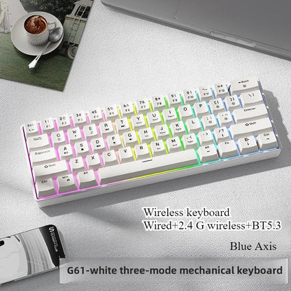 Wired Mechanical Keyboard 60% Gamer Bluetooth Backlit Keyboards for Tablet Mini Ergonomic Key Board White