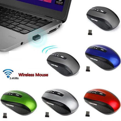 Rato Ótico Sem Fios 2.4GHz com Recetor USB para Gaming, 6 Botões, para Computador, PC e Portátil, Acessórios