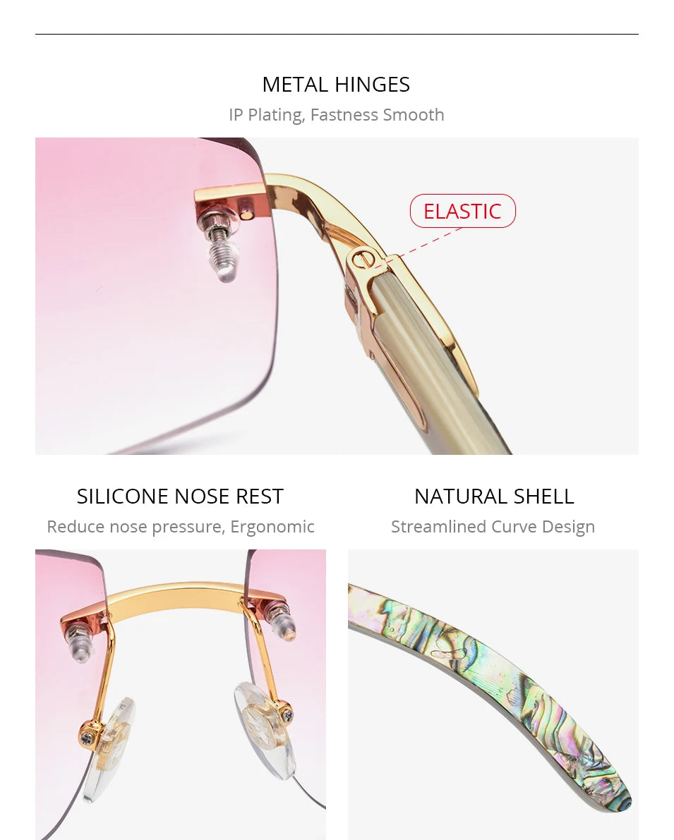 HEPIDEM Buffalo Horn Glasses Men Famous Brand Design Rimless Sunglasses Women Luxury Eyewear Horn-Rim Frameless Buffs Eyeglasses