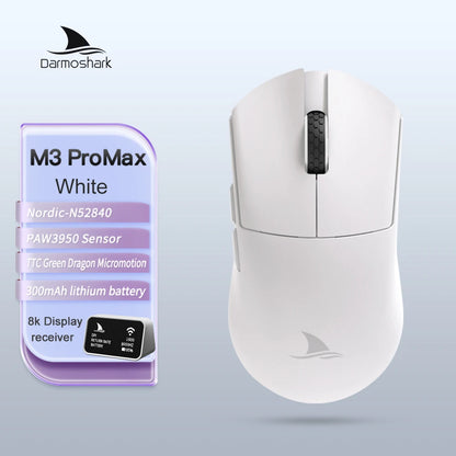 Darmoshark M3Pro Gaming-Maus 2.4G BT kabellos Tri-Mode PAW3395 Sensor N52840 26000DPI für große Hände mit Makro-Treiber – Maus für Gaming