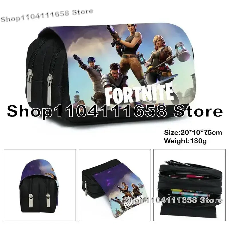 Fortnited Trousse Large Capacity Waterproof Velcro Pencil Case Student Black Estuche Stationery School Pennenzak Supplies