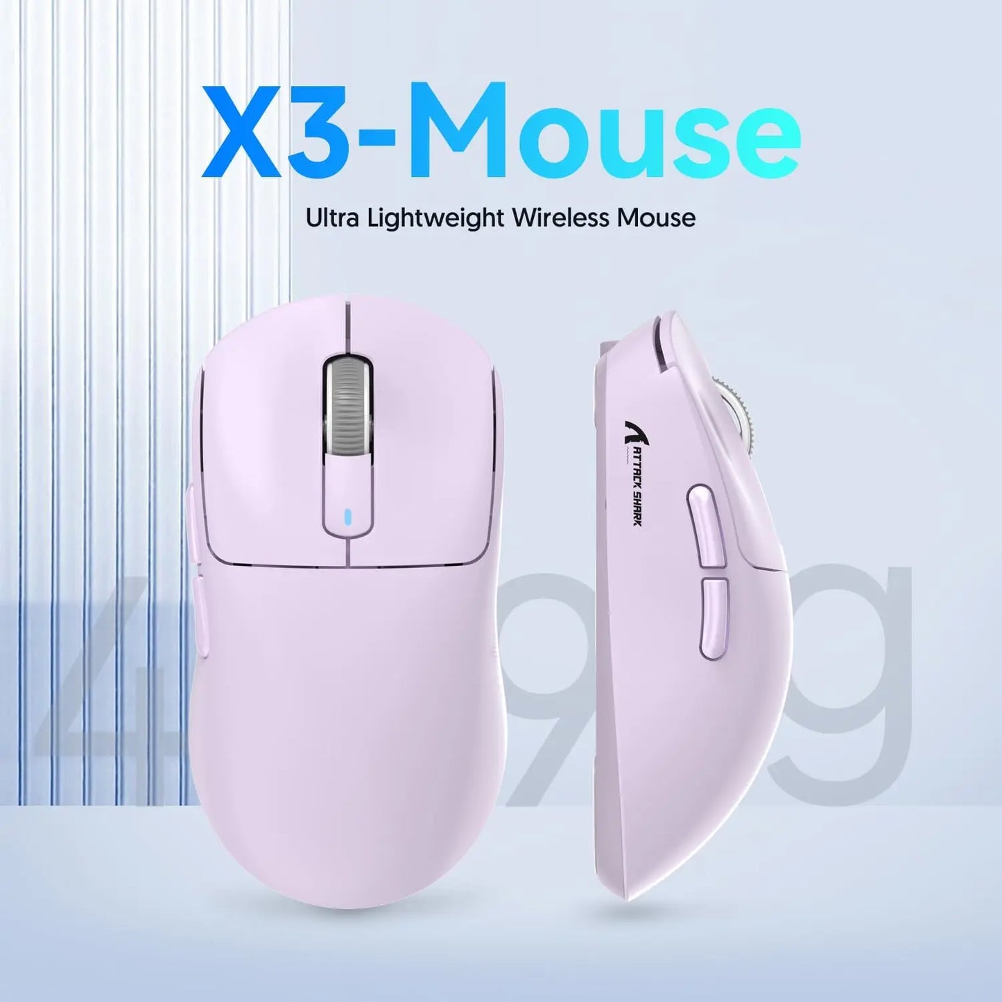 Attack Shark X3/X3 Pro Wireless Gaming Mouse, 26K DPI PixArt PAW3395, Tri-Mode Bluetooth 5.2/2.4G/Wired, 49g Ultralight Gaming Mouse for PC