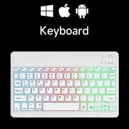 Mini Backlit RGB 10-inch Bluetooth Keyboard Wireless Mouse Rechargeable for Spanish Russian Hebrew Korean French Arabic Portuguese