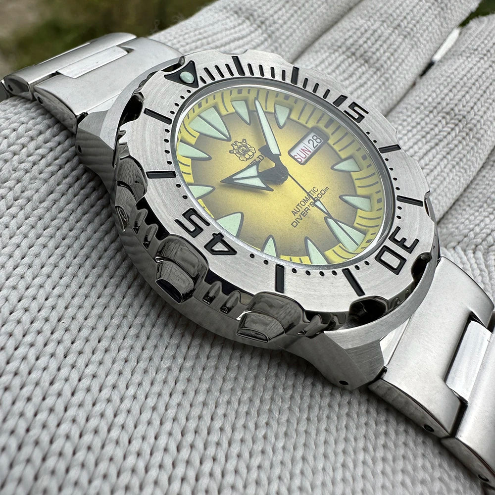 STEELDIVE SD1984 Monster Steel Strap Mechanical Watch NH36 Movt Sapphire Crystal 200M Waterproof Swiss Super Luminous Wristwatch