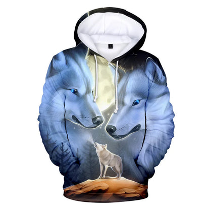 Classic Dolphins tigers wolves galloping horses animal 3D Print Hoodies Long Sleeve Sweatshirts Adult/Child Casual Pullovers